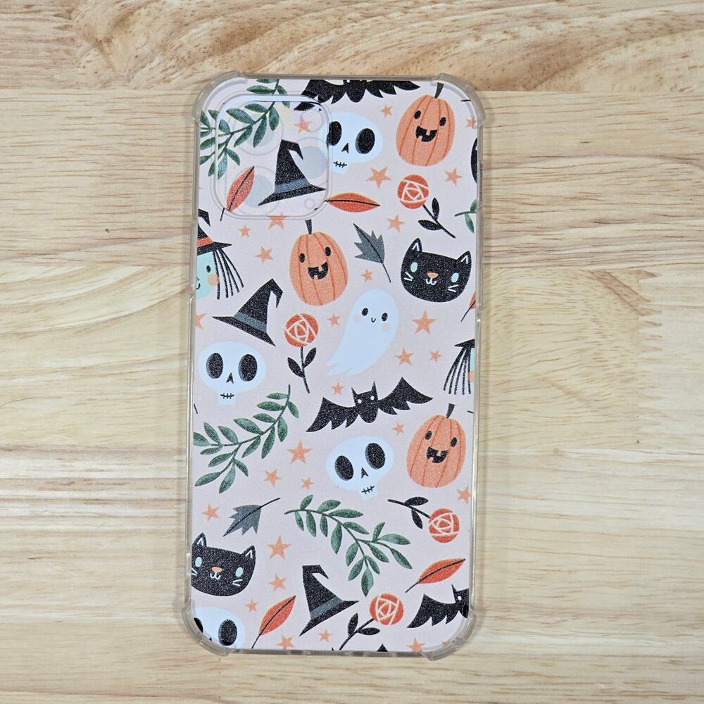Phone Case for iPhone 12 Pro 6.1" Halloween Cats Pumpkins Bats Skulls Witches
